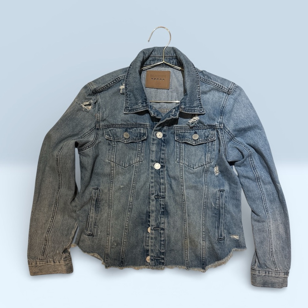 BLANK NYC Distressed Denim Jacket Size M | Raw Hem | MSRP $118